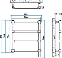 Полотенцесушитель электрический Irsap Minuette E 59,6х54, старинная бронза