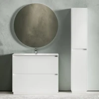 Мебель для ванной комнаты Sancos Libra Floor 100 белый глянец, белая раковина CN7003
