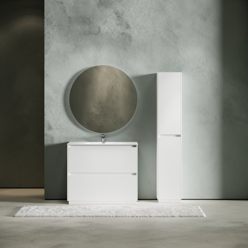 Мебель для ванной комнаты Sancos Libra Floor 100 белый глянец, белая раковина CN7003