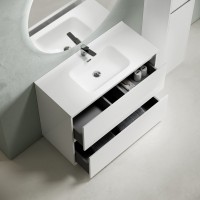 Мебель для ванной комнаты Sancos Libra Floor 100 белый глянец, белая раковина CN7003