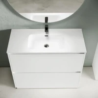Мебель для ванной комнаты Sancos Libra Floor 100 белый глянец, белая раковина CN7003