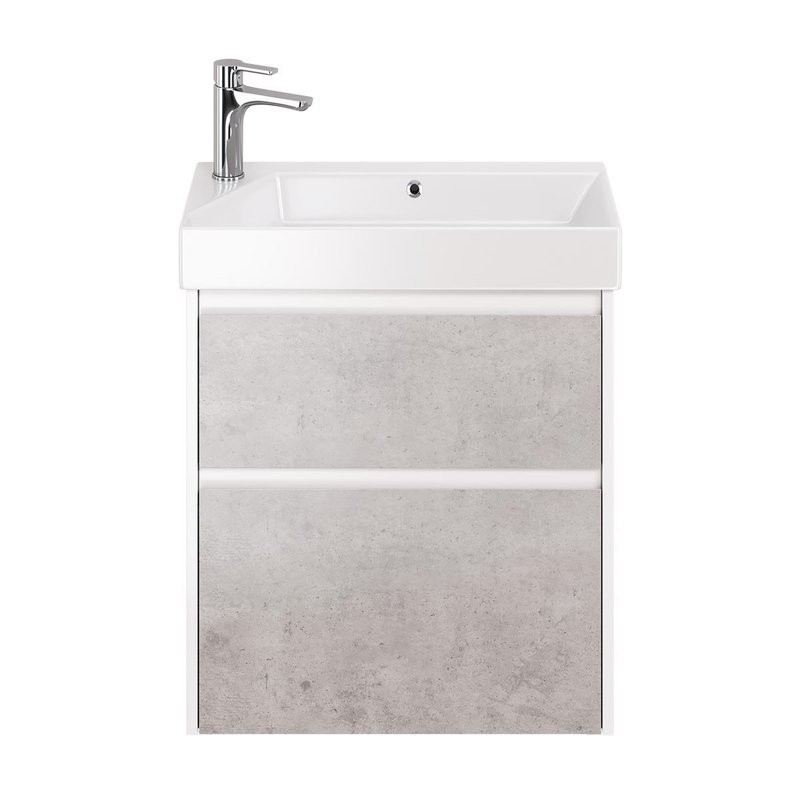 Тумба с раковиной Dreja Slim 65 подвесная, белый глянец, бетон