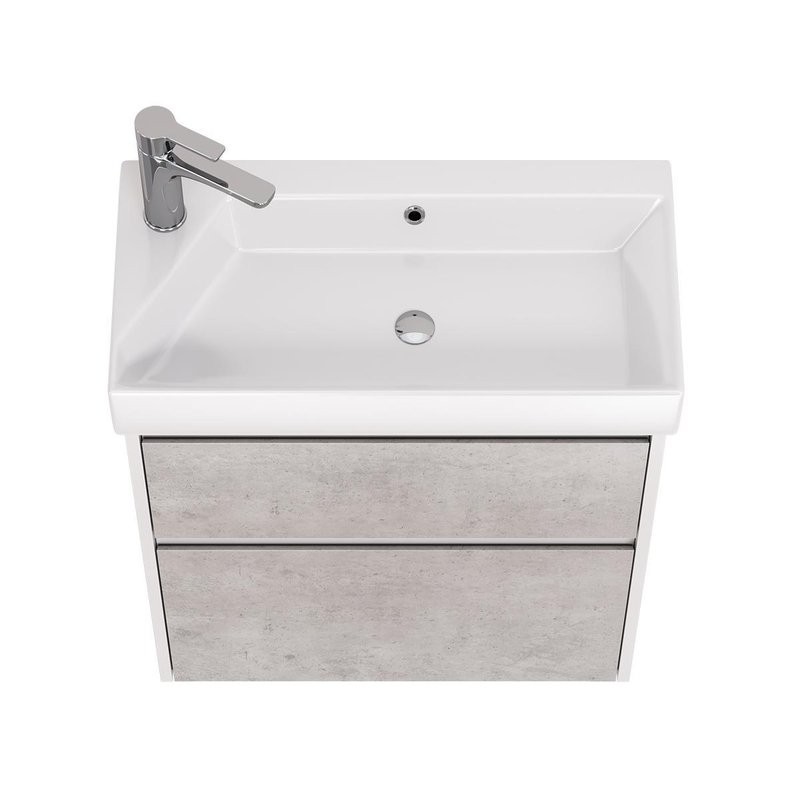 Тумба с раковиной Dreja Slim 65 подвесная, белый глянец, бетон