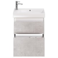 Тумба с раковиной Dreja Slim 65 подвесная, белый глянец, бетон