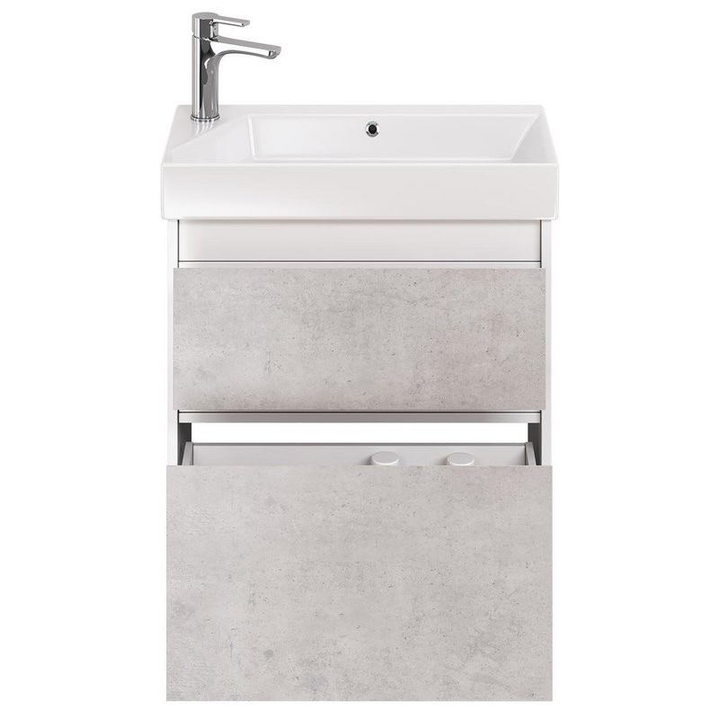 Тумба с раковиной Dreja Slim 65 подвесная, белый глянец, бетон