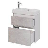 Тумба с раковиной Dreja Slim 65 подвесная, белый глянец, бетон