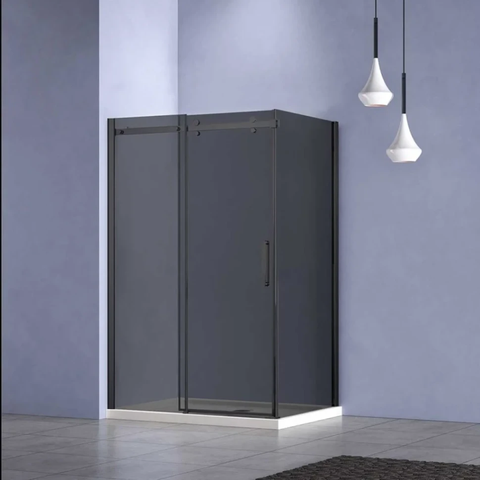 Душевой уголок Vincea Como-N VSR-4CN1013CGB 130х100, профиль матовый черный, стекло тонированное серое