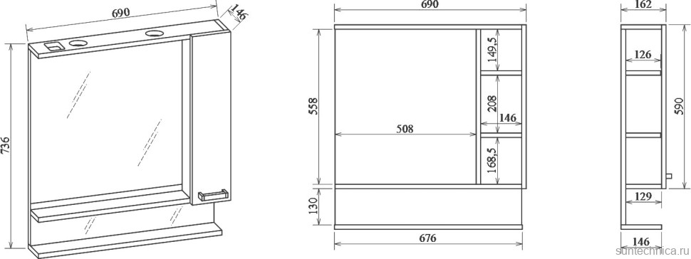 Мебель для ванной комнаты Sanflor Техас 70, напольная, орегон