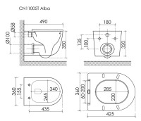 Унитаз подвесной Ceramicanova Alba, торнадо 3.0, сиденье микролифт, белый, CN11005T