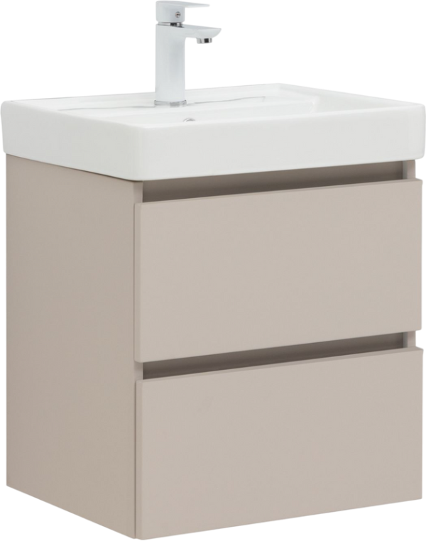Тумба с раковиной Aquanet Вега 2.0 50 подвесная,бежевая матовая