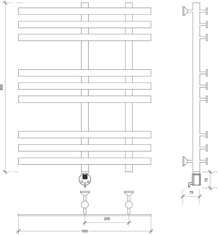 Полотенцесушитель электрический Secado Понтида 3, L 80x50 см, подключение слева, хром, лесенка