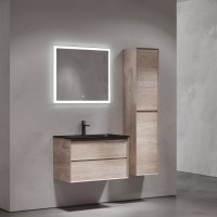 Мебель для ванной комнаты Sancos Marmi 2.0 80 черная раковина, дуб галифакс натуральный