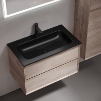 Мебель для ванной комнаты Sancos Marmi 2.0 80 черная раковина, дуб галифакс натуральный