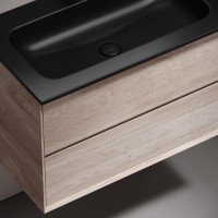 Мебель для ванной комнаты Sancos Marmi 2.0 80 черная раковина, дуб галифакс натуральный