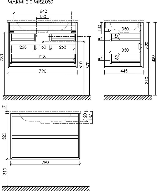 Мебель для ванной комнаты Sancos Marmi 2.0 80 черная раковина, дуб галифакс натуральный