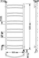 Полотенцесушитель электрический Secado Милан 2 125x55 см, подключение справа, бронза, лесенка, латунь