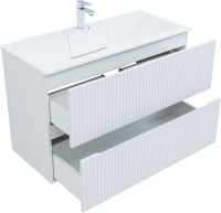 Тумба с раковиной Aquanet Джейн 100 подвесная, белая матовая