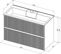 Тумба с раковиной Aquanet Джейн 100 подвесная, белая матовая