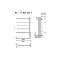 Полотенцесушитель электрический Azario MILAN 400/600 черный (AZ90846B)