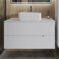 Тумба с раковиной Orange Line 100 подвесная, 2 ящика, матовая белая с раковиной B02-460W