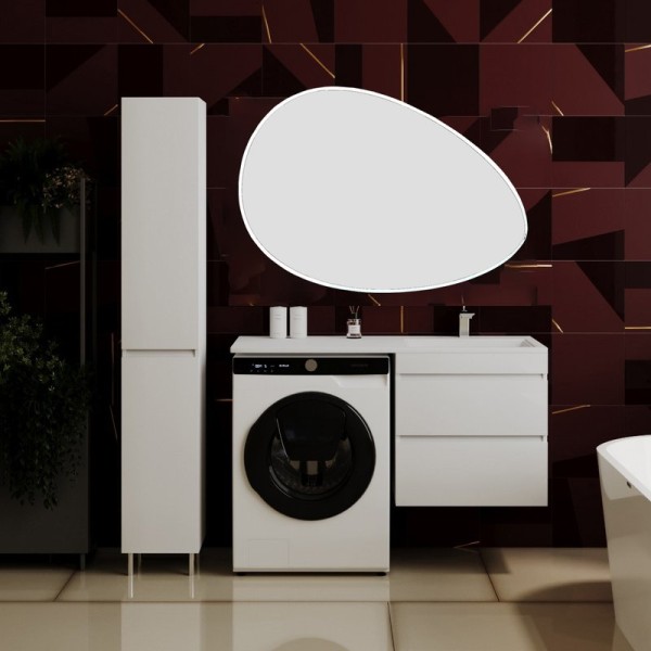 Мебель для ванной комнаты Style Line Даллас 120 R Люкс Plus подвесная, белая, эмаль, зеркало STWORKI Скаген