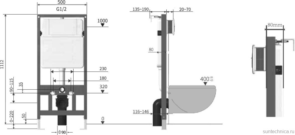 Система инсталляции для унитазов Vincea VIS-601 с кнопкой смыва VFP-002GM вороненая сталь