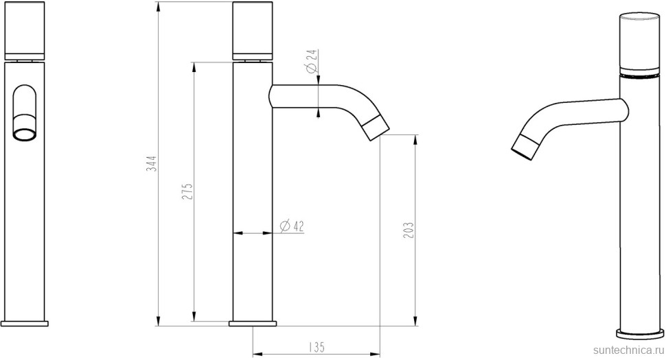 Смеситель для раковины Boheme Stick 122-BCR black diamond chrome