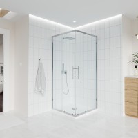 Душевой уголок Veconi Evo 300 CH 110х90 см, профиль глянцевый хром, стекло прозрачное