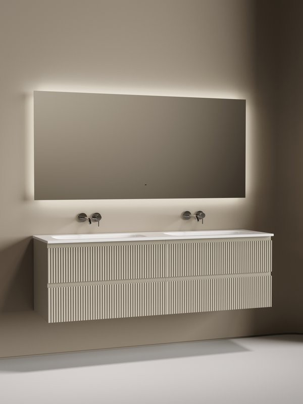 Комплект Тумба Sancos Snob R 80, beige soft, 2 шт. + Раковина Ceramicanova Grace CN7023wx+ Донный Ceramicanova CN2000, 2 шт. + Смеситель Sancos Etna SC9004CH, 2 шт. + Зеркало Sancos Square 1600х800 SQ1600