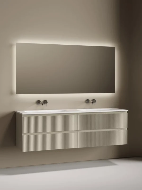 Комплект Тумба Sancos Snob R 80, beige soft, 2 шт. + Раковина Ceramicanova Grace CN7023wx+ Донный Ceramicanova CN2000, 2 шт. + Смеситель Sancos Etna SC9004CH, 2 шт. + Зеркало Sancos Square 1600х800 SQ1600