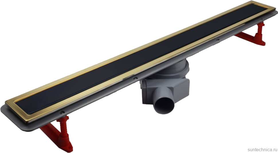 Душевой трап (лоток) Pestan Confluo Premium Gold Black Glass Line 650 черное стекло/позолоченная сталь
