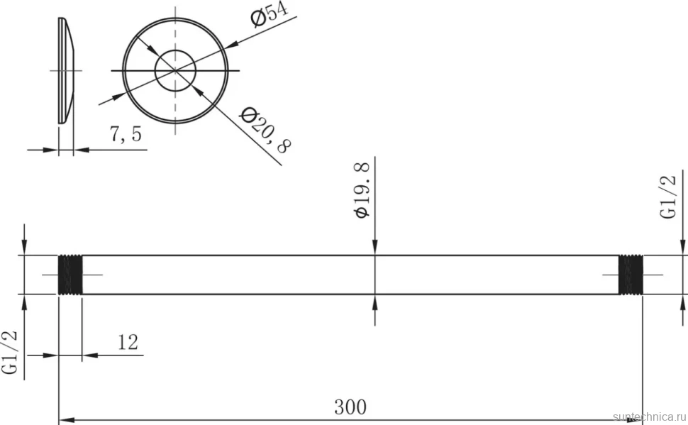 Кронштейн для верхнего душа Lemark LM8032C