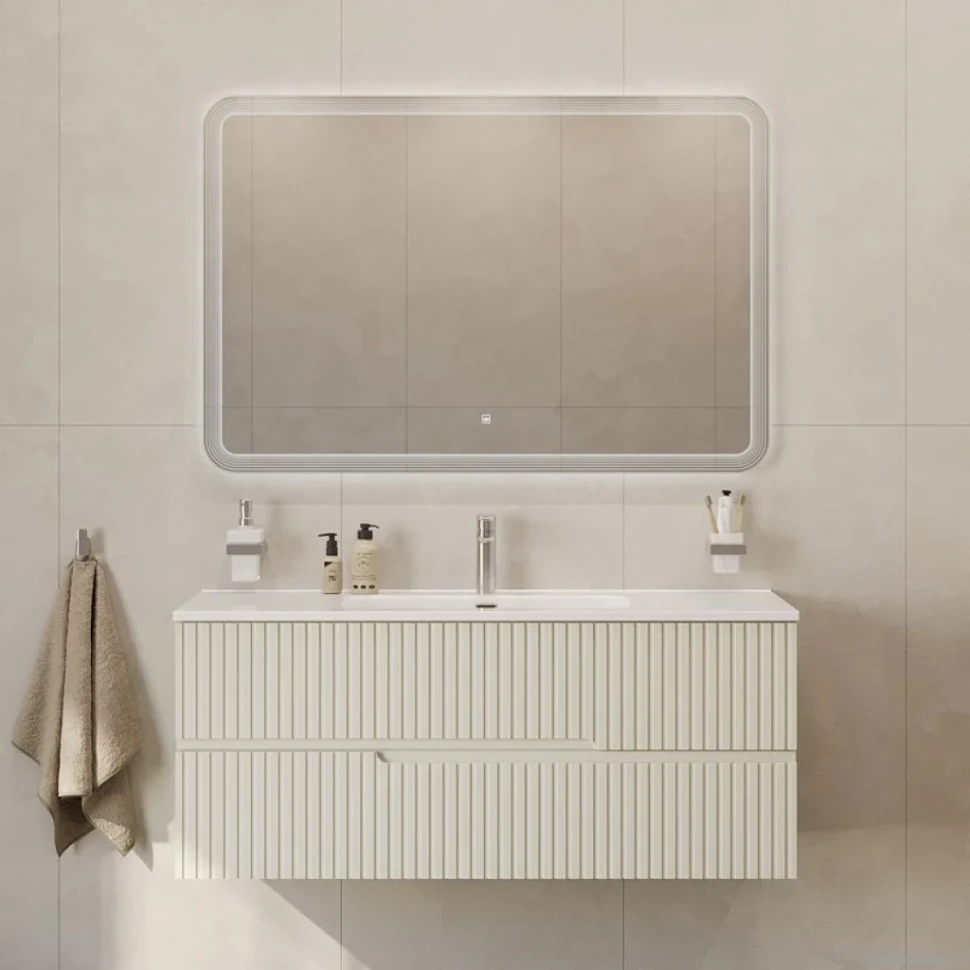 Тумба с раковиной Cezares Duet 120 альпака брашированная, раковина Cezares CZR-8095-120