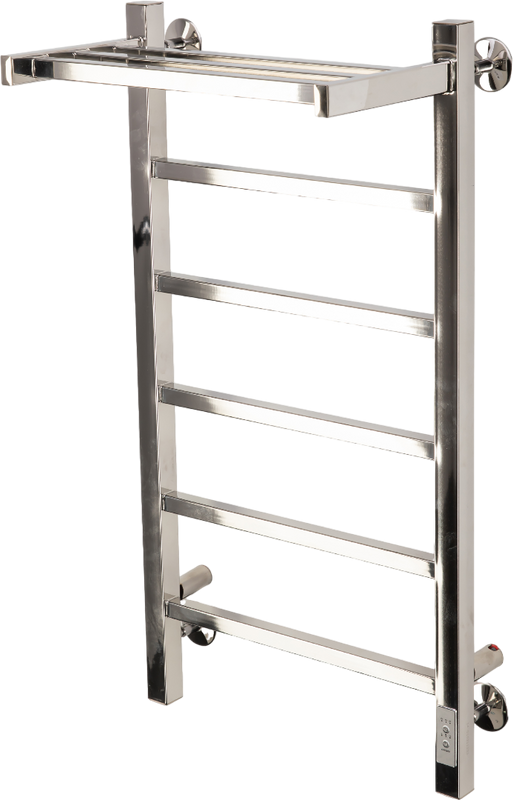 Полотенцесушитель электрический Comfysan Marte-K EC-6 80x45 см, подключение справа, слева, хром, лесенка, из стали, с полкой