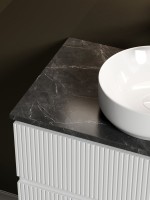 Тумба под раковину со столешницей Sancos Snob T 80 bianco, столешница черный мрамор, с отв. под смеситель