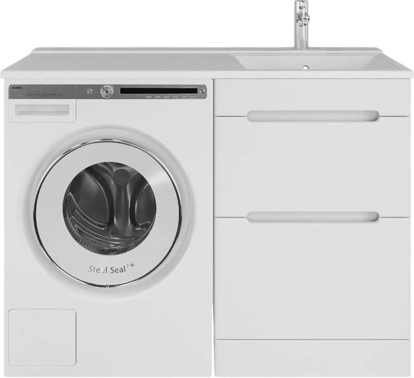 Тумба с раковиной SanStar Толедо 110 R под стиральную машину белая, раковина Персона