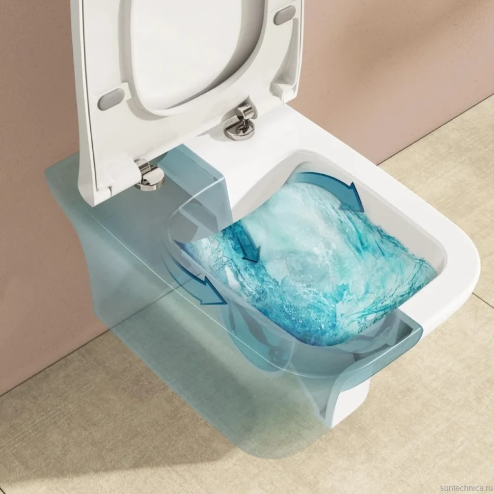 Унитаз подвесной VitrA Zentrum Square 7484B003-0075 безободковый, с микролифтом