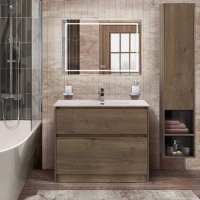 Мебель для ванной комнаты BelBagno Kraft 100 напольная, rovere tabacco, раковина BB1000ETL
