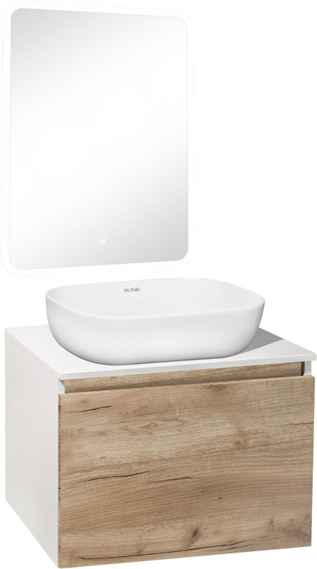 Мебель для ванной комнаты Runo Бари 60 крафтовый дуб, раковина Cuatro 50