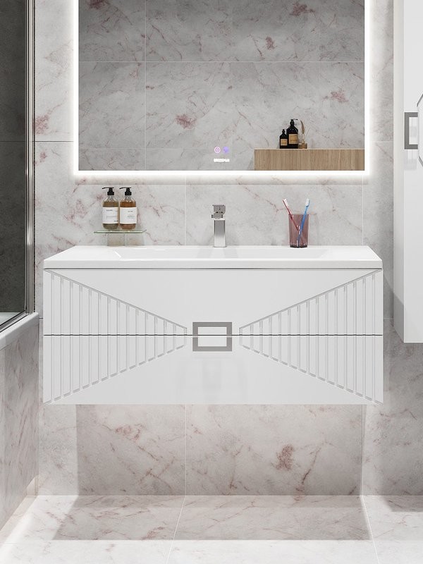 Тумба с раковиной Grossman Луксор 100 матовая белая