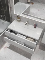 Тумба с раковиной Grossman Луксор 100 матовая белая