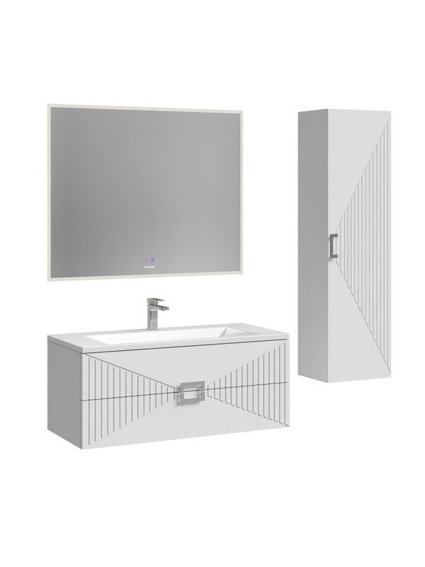 Тумба с раковиной Grossman Луксор 100 матовая белая