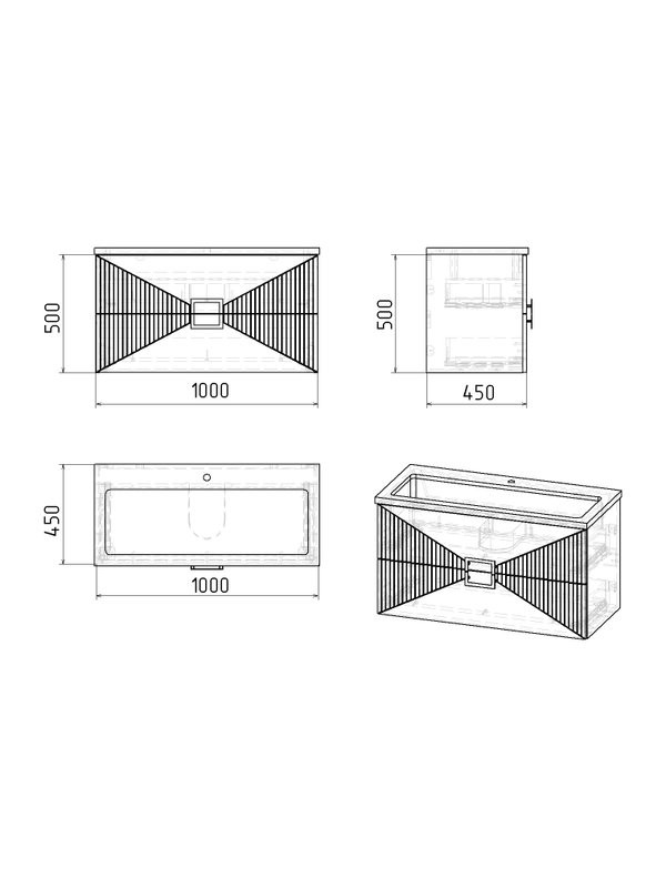 Тумба с раковиной Grossman Луксор 100 матовая белая