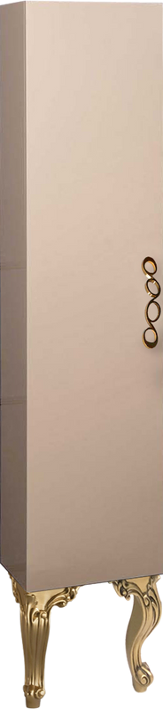 Шкаф пенал для ванной Armadi Art NeoArt капучино с ручкой Wave золото, с ножками