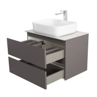 Тумба под раковину со столешницей BelBagno Kraft 60 подвесная, матовая темно-серая, столешница kep-60-bo