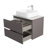 Тумба под раковину со столешницей BelBagno Kraft 60 подвесная, матовая темно-серая, столешница kep-60-bo