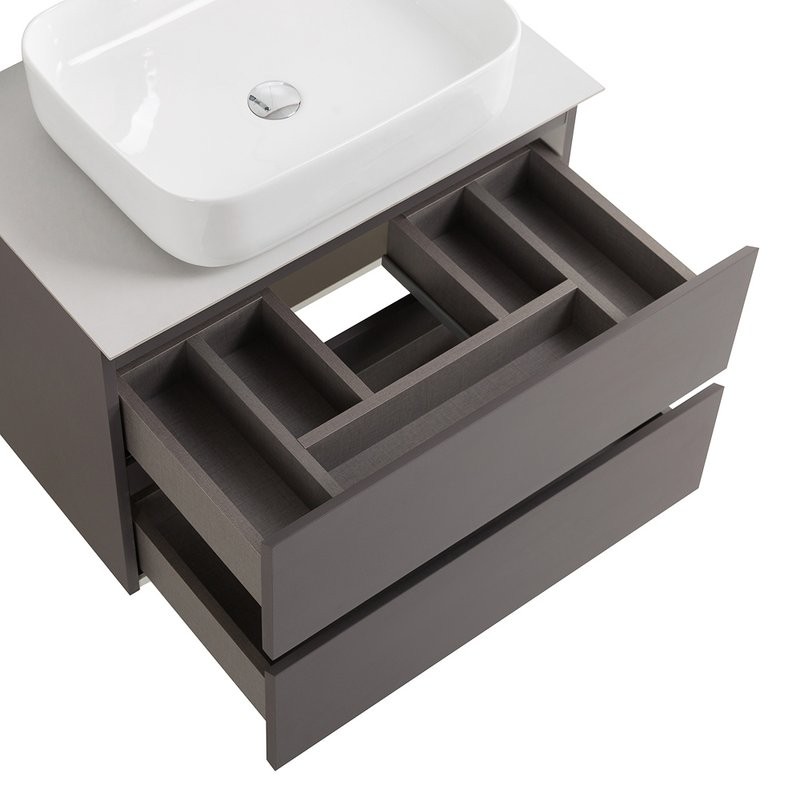 Тумба под раковину со столешницей BelBagno Kraft 60 подвесная, матовая темно-серая, столешница kep-60-bo