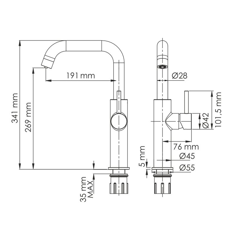 Смеситель для кухни с фильтром для питьевой воды A8567 , Черный
