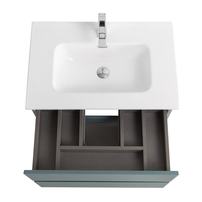 Тумба с раковиной BelBagno Kraft 60 подвесная, матовая голубая, раковина bb600etl