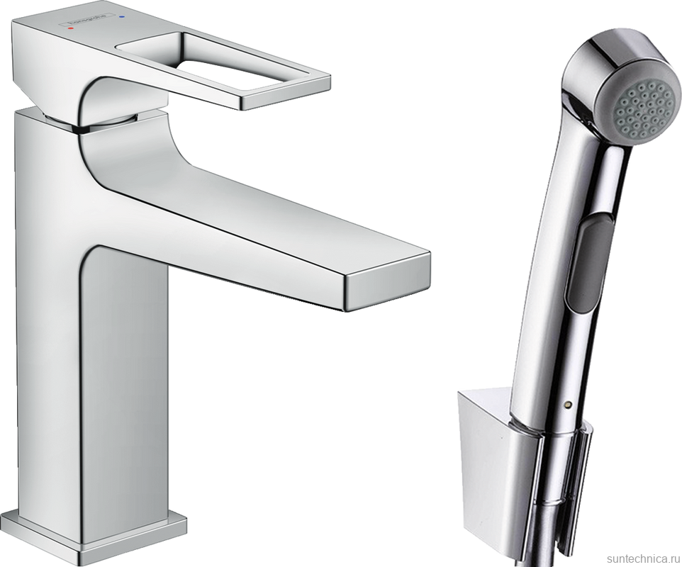 Смеситель для раковины Hansgrohe Metropol 74522000 с гигиеническим душем, хром
